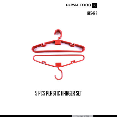 Royalford RF5426RD plastic hanger set| lightweight hangers with ergonomic design | smooth edges, strong grip and ideal for organizing clothes neatly in wardrobes|