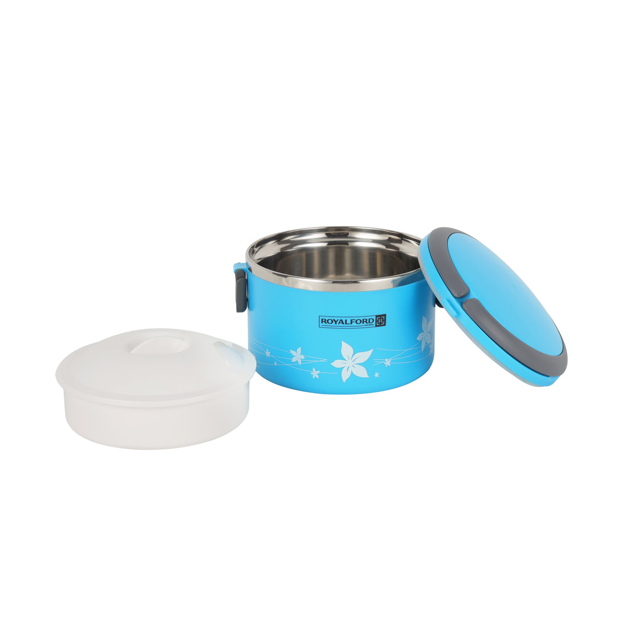Royalford RF5651 2 in 1 Lunch Box 1.0L|Stainless Steel Inner Casing | BPA Free Food Grade Material | Super PU Insulated Leak Resistant Tiffin Box for School & Office Use