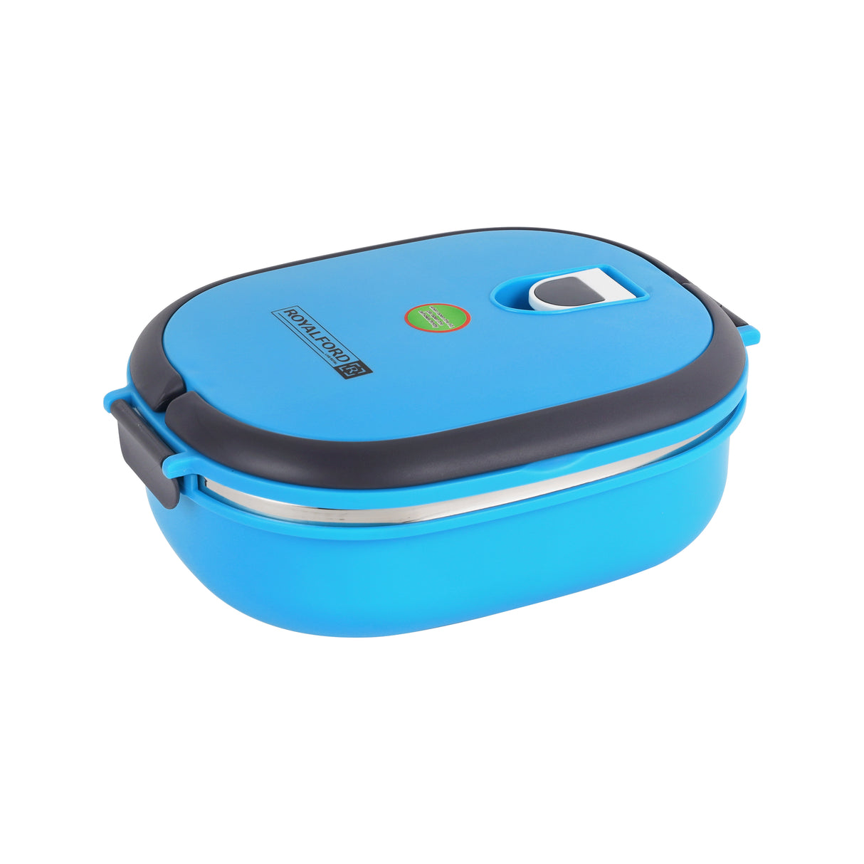 Royalford RF5652GR 0.9L Stainless Steel Lunch Box | BPA Free Insulated Food Container |  Secure Lock Lid | Leak-Resistant Design & Durable Outer Body | Easy to clean