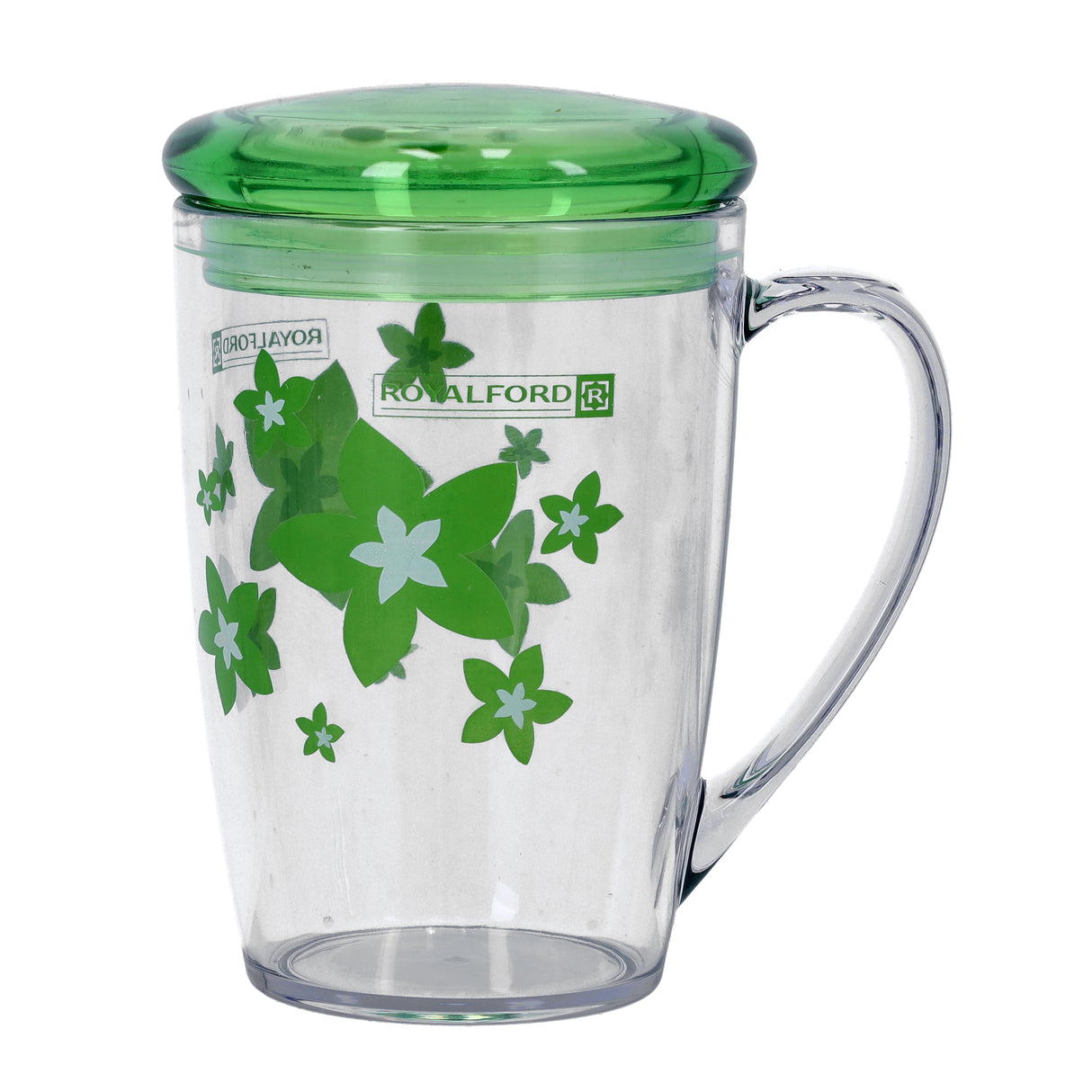 Royalford RF5656GR 350ml Water Cup| Lid features durable plastic build and sturdy handle| spill-resistant lid, perfect for daily use at home, office, or travel|