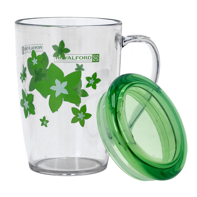 Royalford RF5656GR 350ml Water Cup| Lid features durable plastic build and sturdy handle| spill-resistant lid, perfect for daily use at home, office, or travel|