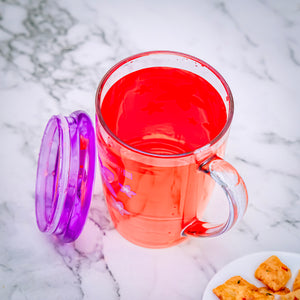 Royalford RF5656PN 350ml Water Cup with Lid| durable plastic build, ergonomic handle & secure lid to prevent spills| ideal for daily use at home, office or travel|
