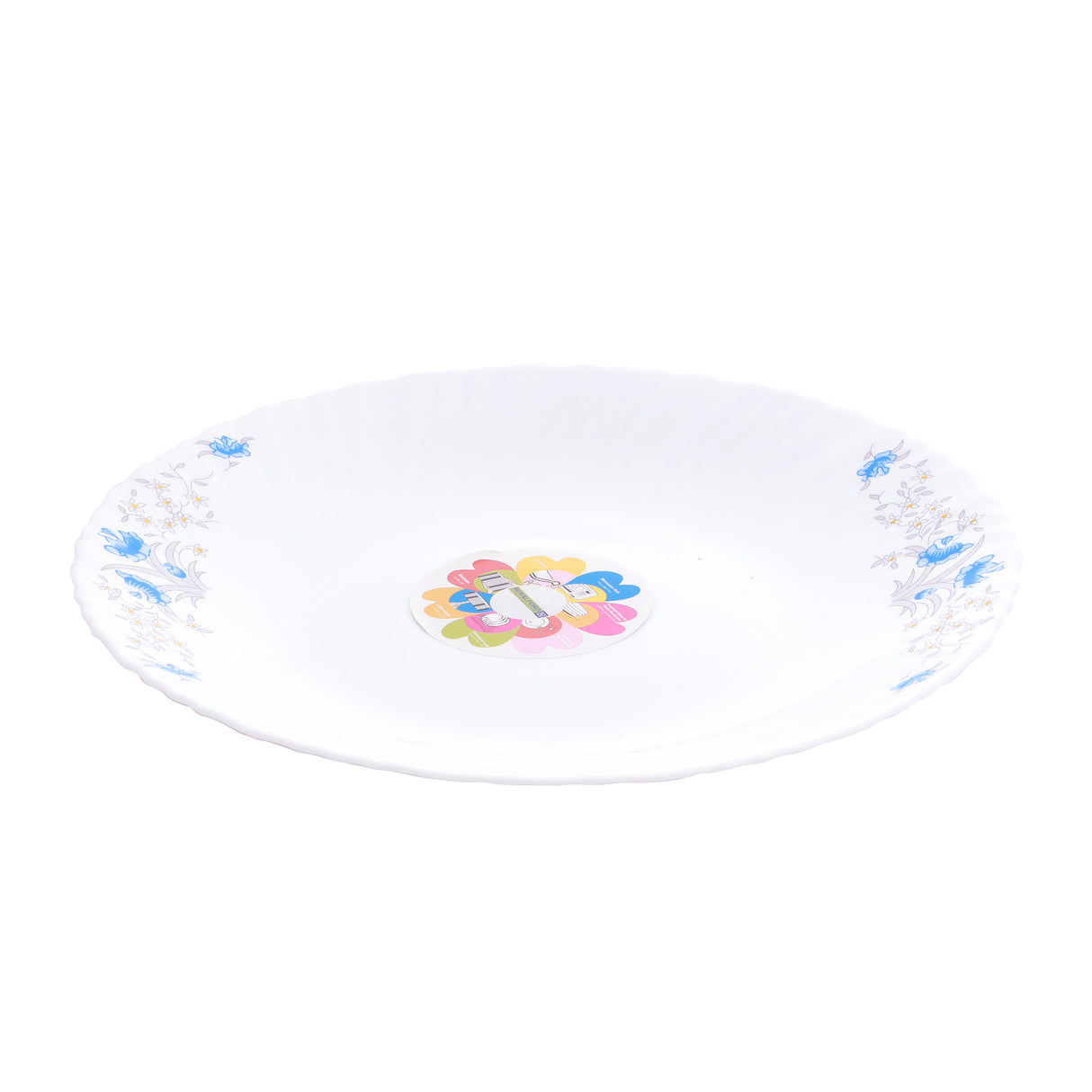 Royalford RF5678 Floral Serving Plate| elegant blue floral design & durable construction| spacious surface, perfect for serving meals, snacks, & desserts daily|