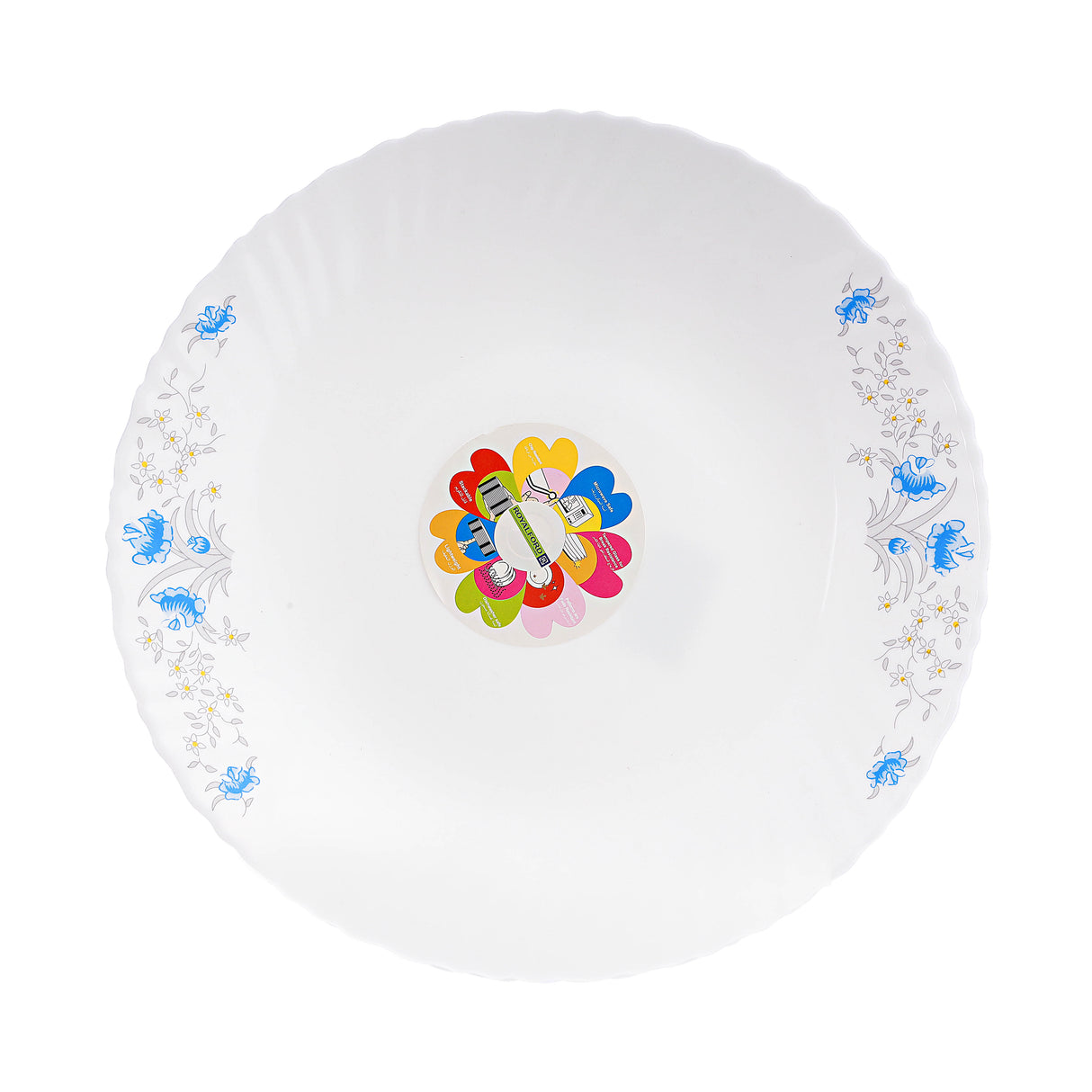 Royalford RF5678 Floral Serving Plate| elegant blue floral design & durable construction| spacious surface, perfect for serving meals, snacks, & desserts daily|