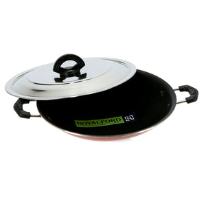 Royalford RF5758 Non Stick Appam Pan with Lid | Durable  Appam Maker | Easy Grip Bakelite Handles | Compatible with Gas, Hot Plate, Ceramic and Halogen Cooktops