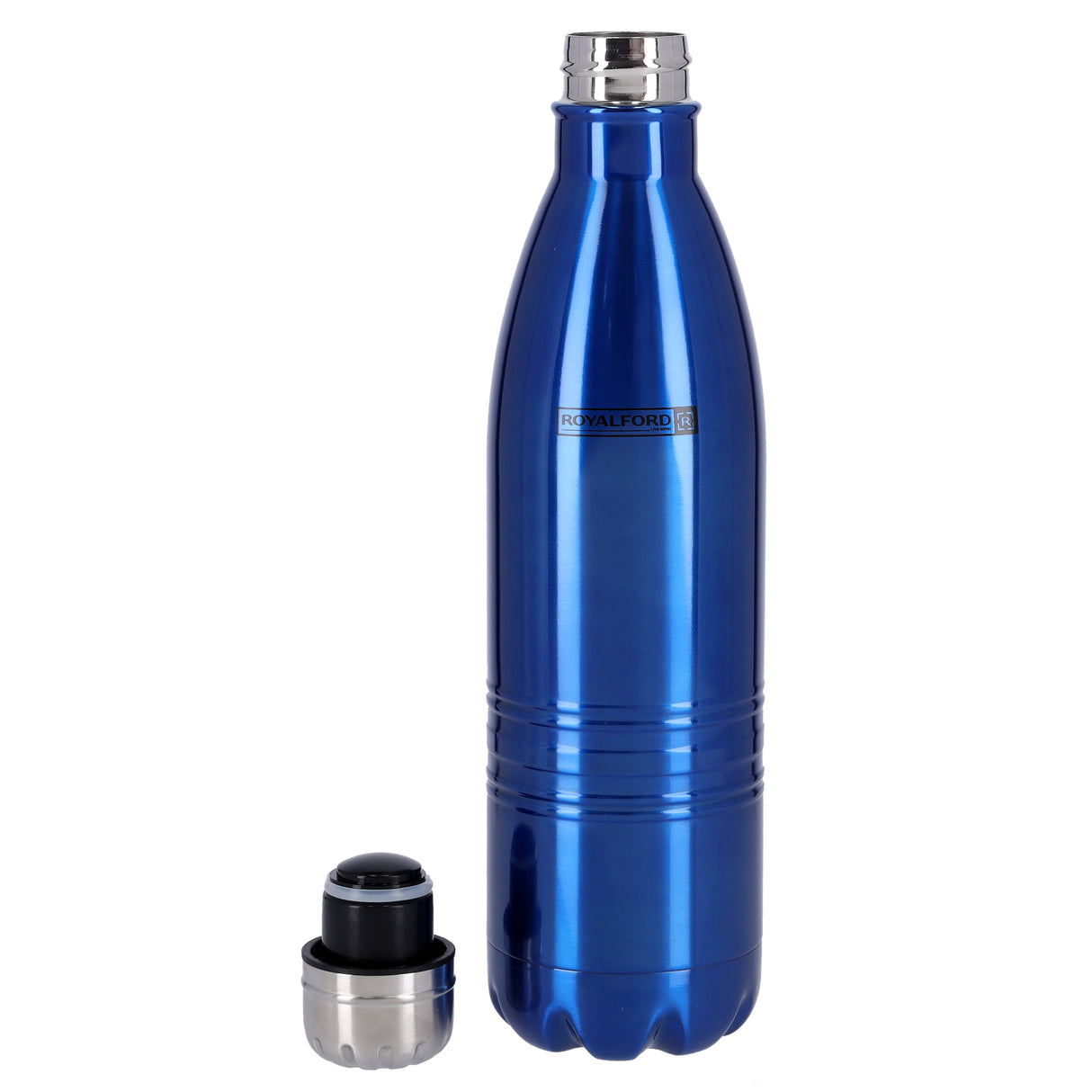 Royalford RF5769BL Stainless Steel Vacuum Bottle 500ml | Double Wall Hot & Cold Insulated Water Bottle | 304 Stainless Steel Inner | Suitable for  Travel & Daily Use