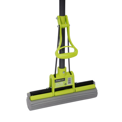Royalford RF5828GR PVA Mop with Iron Handle | 10X High Absorbency Squeeze Floor Cleaning Mop |  Long 116cm Iron Handle  | Scratch-Free & Multi-Surface Cleaning Use