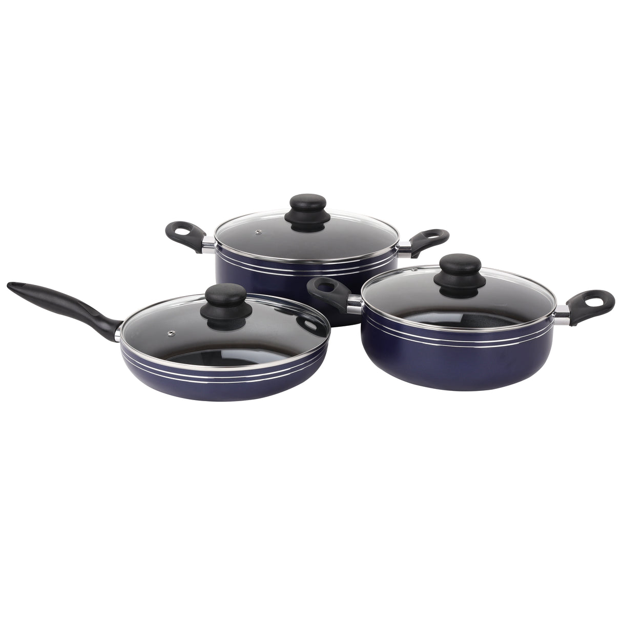 Royalford RF5858 12 Pcs Non Stick Cookware Set with Lids Frypans Saucepans and Nylon Utensils | Dishwasher Safe | Compatible with Gas, Electric, and Halogen Stoves