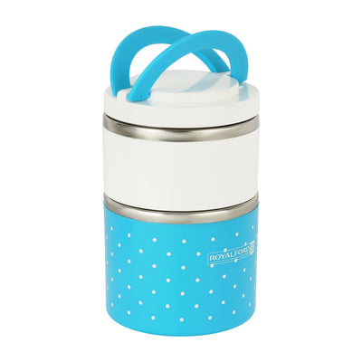 Royalford RF6145 Two Layer Lunch Box 930ml | Stainless Steel Insulated | BPA Free Lunch Container | Keeps Food Warm Fresh | Ideal for Office, School ,Travel & Daily Use