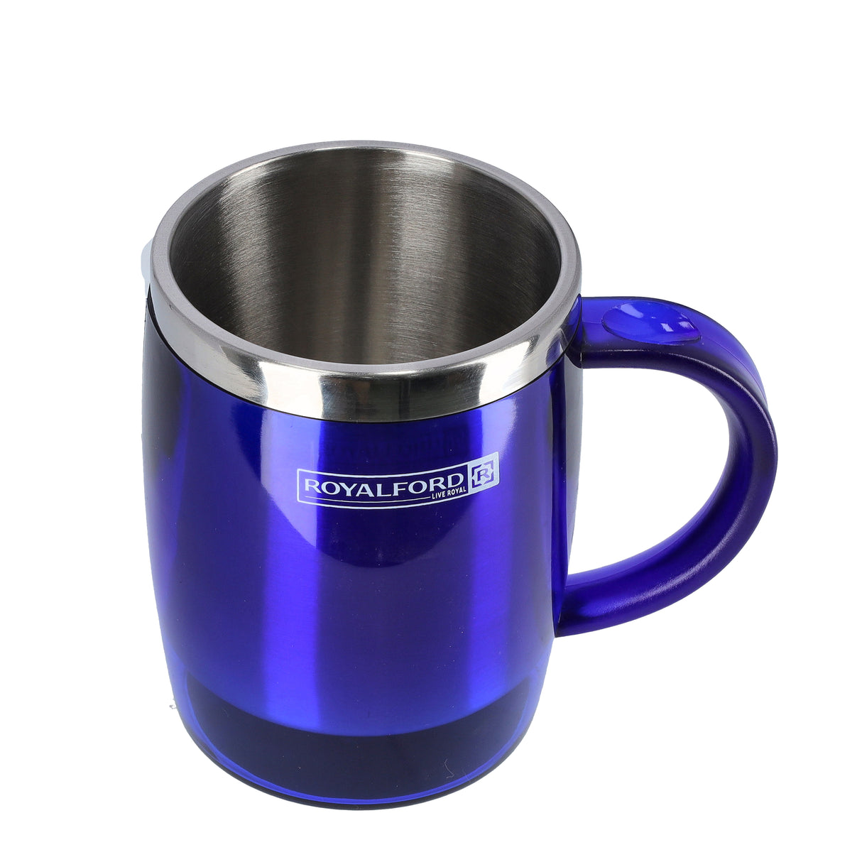 Royalford RF6154BL Double Wall Travel Mug | 400ML Stainless Steel Insulated Coffee Cup | BPA Free Leak Resistant Thermal Mug for Hot & Cold Drinks | Portable Travel Mug