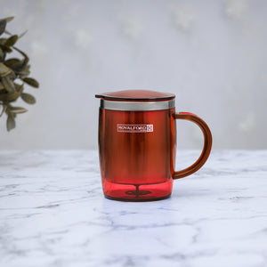 Royalford RF6154 Double Wall Travel Mug | 400ML Stainless Steel Coffee Mug with Lid| BPA Free Insulated Thermal Cup for Hot & Cold Drinks| Portable Office & Travel Mug