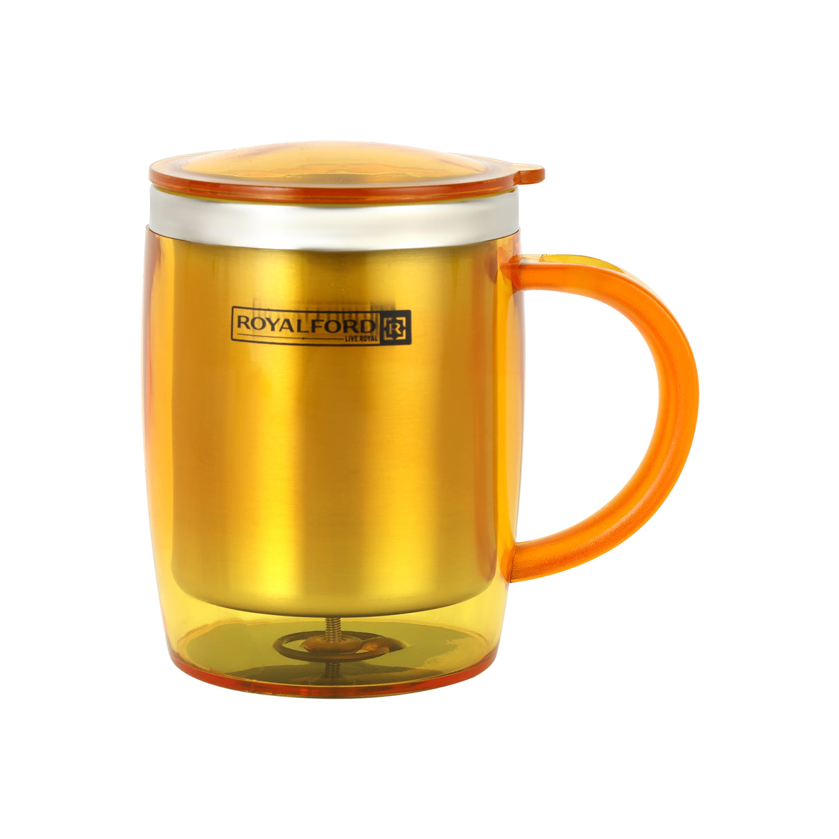 Royalford RF6154OR Double Wall Travel Mug | 400ML Stainless Steel Insulated Coffee Mug | BPA Free Leak Resistant Thermal Cup for Hot & Cold Drinks | Portable Travel Mug