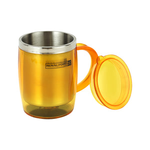 Royalford RF6154OR Double Wall Travel Mug | 400ML Stainless Steel Insulated Coffee Mug | BPA Free Leak Resistant Thermal Cup for Hot & Cold Drinks | Portable Travel Mug