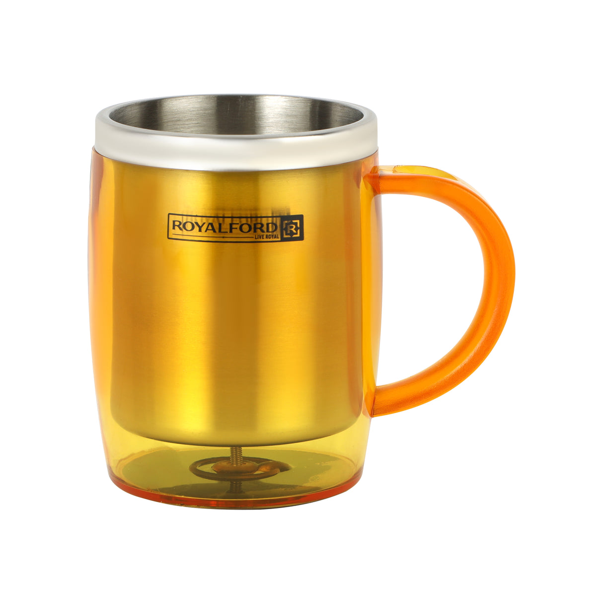 Royalford RF6154OR Double Wall Travel Mug | 400ML Stainless Steel Insulated Coffee Mug | BPA Free Leak Resistant Thermal Cup for Hot & Cold Drinks | Portable Travel Mug