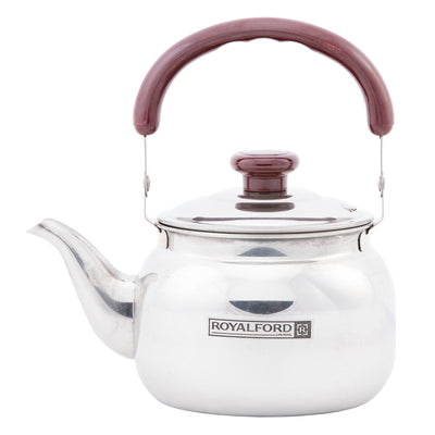 Royalford RF6186 2L Stainless Steel Whistling Kettle | Durable Mirror Finish Tea Kettle with Heat Resistant Handle | Loud Whistle | Suitable for Gas & Electric Stoves