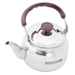 Royalford RF6187 1L Stainless Steel Whistling Kettle for Stovetop | Durable Tea Kettle | Heat Resistant Phenolic Handle | Loud Whistle Alert| Rust Resistant Mirror Finish