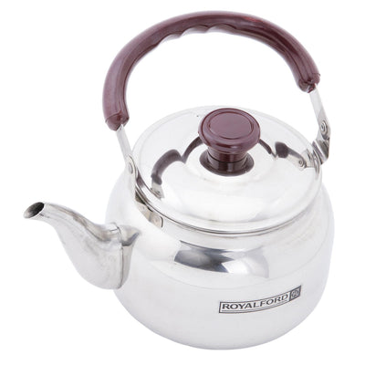 Royalford RF6187 1L Stainless Steel Whistling Kettle for Stovetop | Durable Tea Kettle | Heat Resistant Phenolic Handle | Loud Whistle Alert| Rust Resistant Mirror Finish