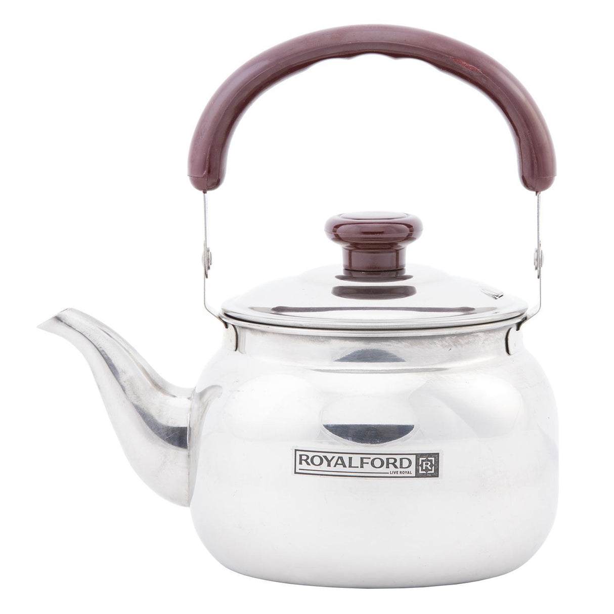 Royalford RF6187 1L Stainless Steel Whistling Kettle for Stovetop | Durable Tea Kettle | Heat Resistant Phenolic Handle | Loud Whistle Alert| Rust Resistant Mirror Finish