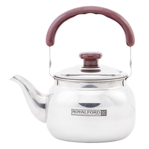 Royalford RF6188 0.75L Stainless Steel Whistling Kettle |  Heat Resistant Phenolic Handle | Durable Stovetop Tea & Coffee Kettle | Perfect for Gas and Electric Cooktops