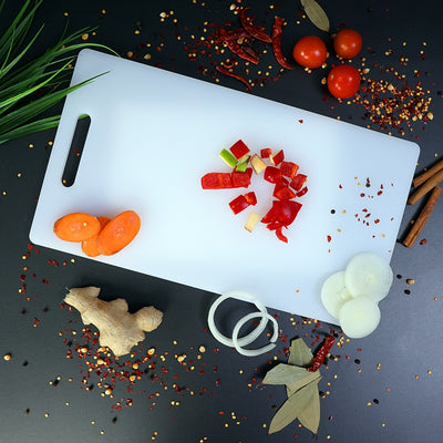 Royalford RF6229 Non-Toxic Polyethylene Chopping Board - Cutting Board with Non-Slip Base- Perfect for Fruits & Vegetables -Hanging Hole for Easy Storage - Multipurpose Dual Usage