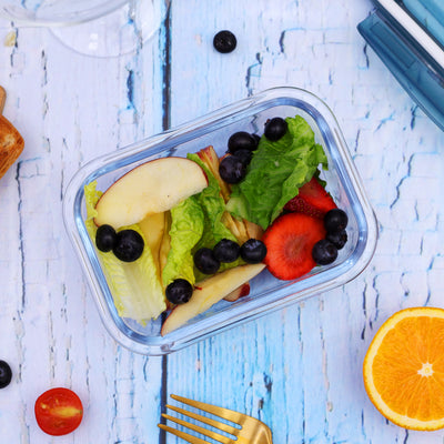 Royalford RF6247 Glass Food Container 370ml| airtight, spill-proof lid & Made from durable borosilicate glass| oven safe up to 300°C, microwave & dishwasher safe|