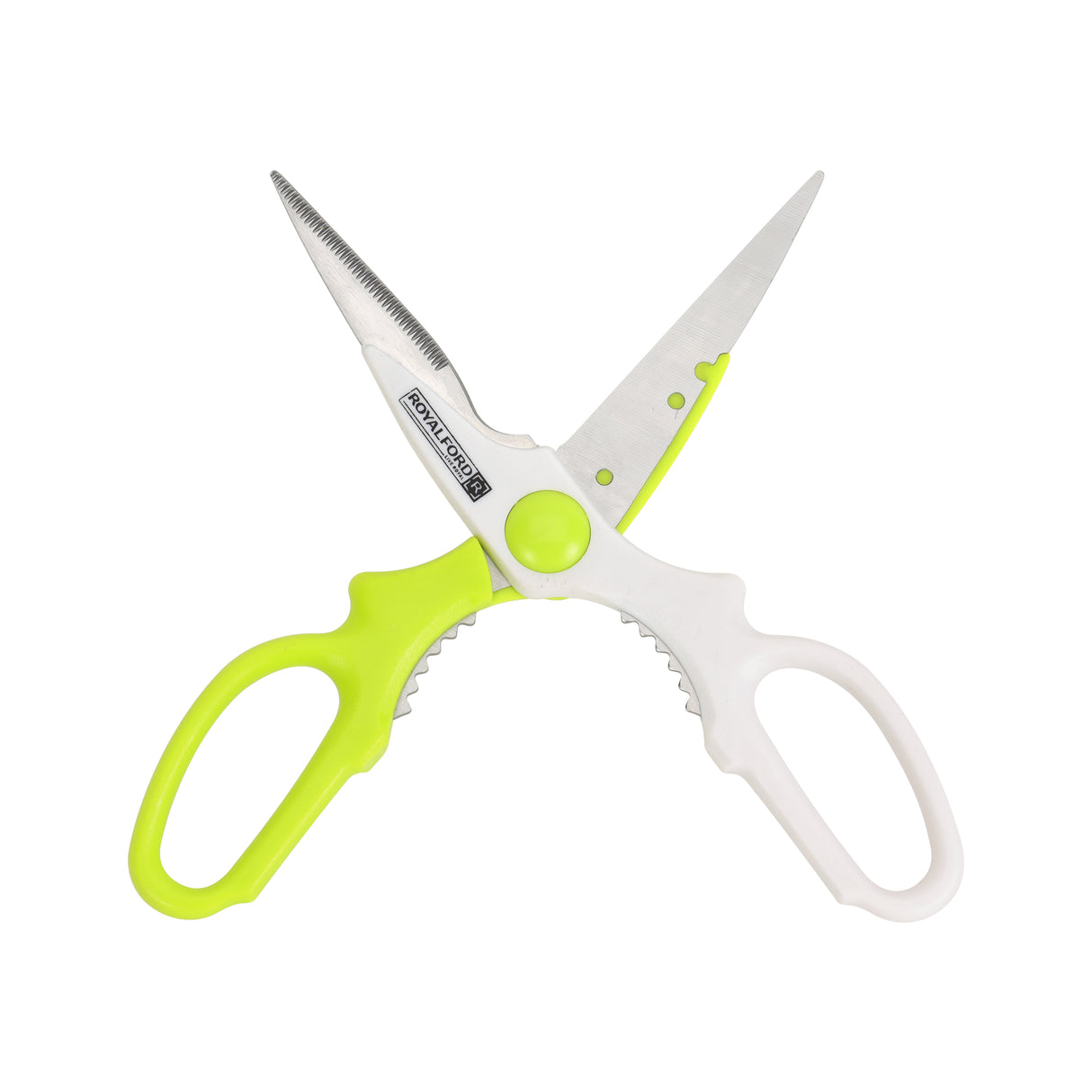 Royalford RF6319 Professional Kitchen Scissors| durable stainless steel with ergonomic handles| ideal for effortlessly cutting meat, vegetables, herbs, and packaging|