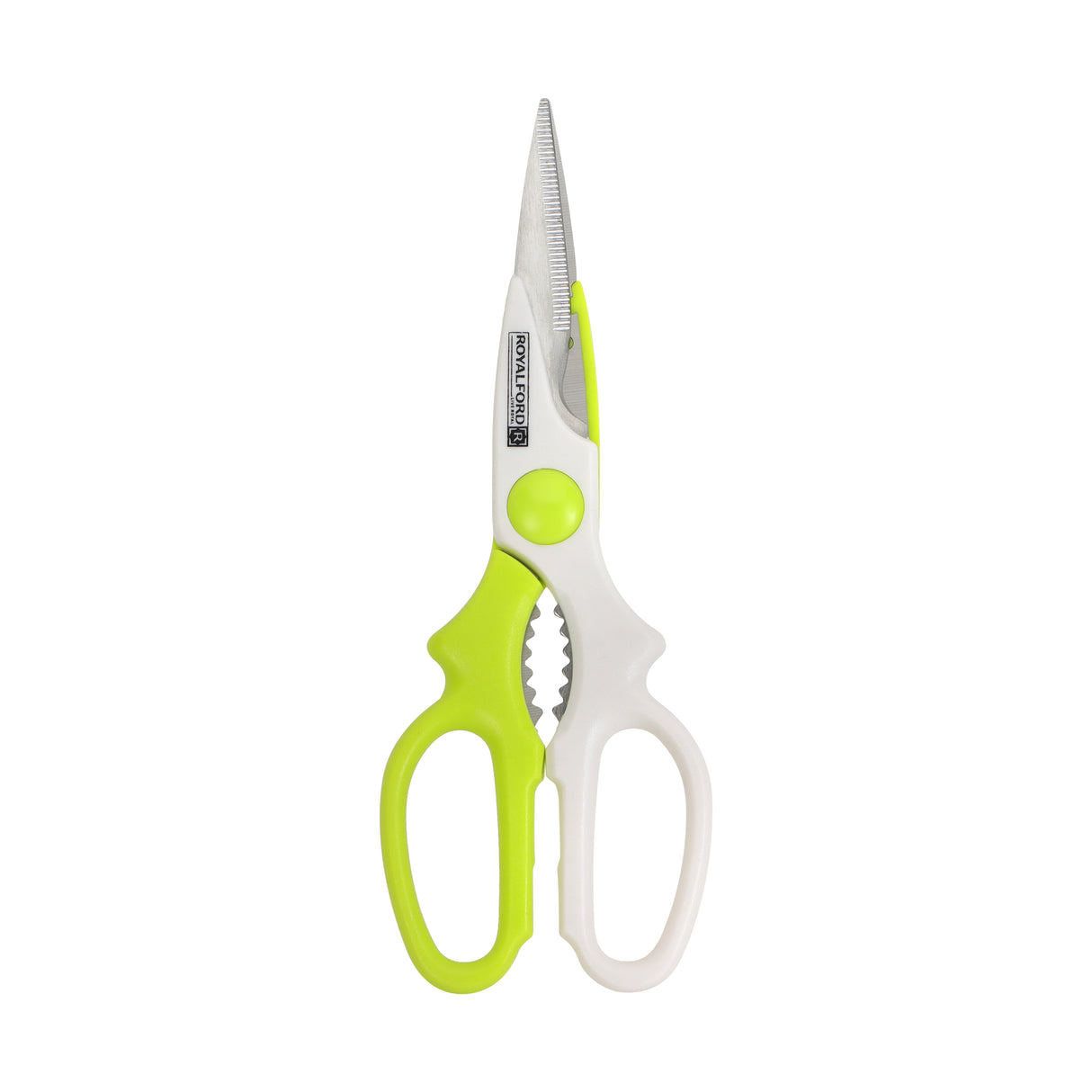 Royalford RF6319 Professional Kitchen Scissors| durable stainless steel with ergonomic handles| ideal for effortlessly cutting meat, vegetables, herbs, and packaging|