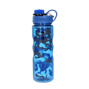 RoyalFord RF6419 600ml Water Bottle | Blue Camouflage Leakproof Reusable Bottle with Carry Loop for School, Gym, Travel & Outdoor Use | BPA Free Lightweight Bottle