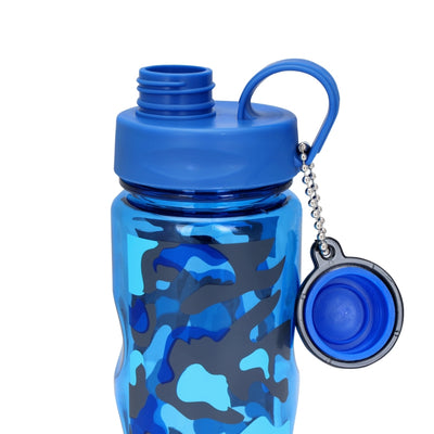 RoyalFord RF6419 600ml Water Bottle | Blue Camouflage Leakproof Reusable Bottle with Carry Loop for School, Gym, Travel & Outdoor Use | BPA Free Lightweight Bottle