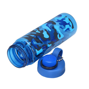 RoyalFord RF6419 600ml Water Bottle | Blue Camouflage Leakproof Reusable Bottle with Carry Loop for School, Gym, Travel & Outdoor Use | BPA Free Lightweight Bottle