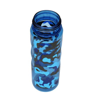RoyalFord RF6419 600ml Water Bottle | Blue Camouflage Leakproof Reusable Bottle with Carry Loop for School, Gym, Travel & Outdoor Use | BPA Free Lightweight Bottle