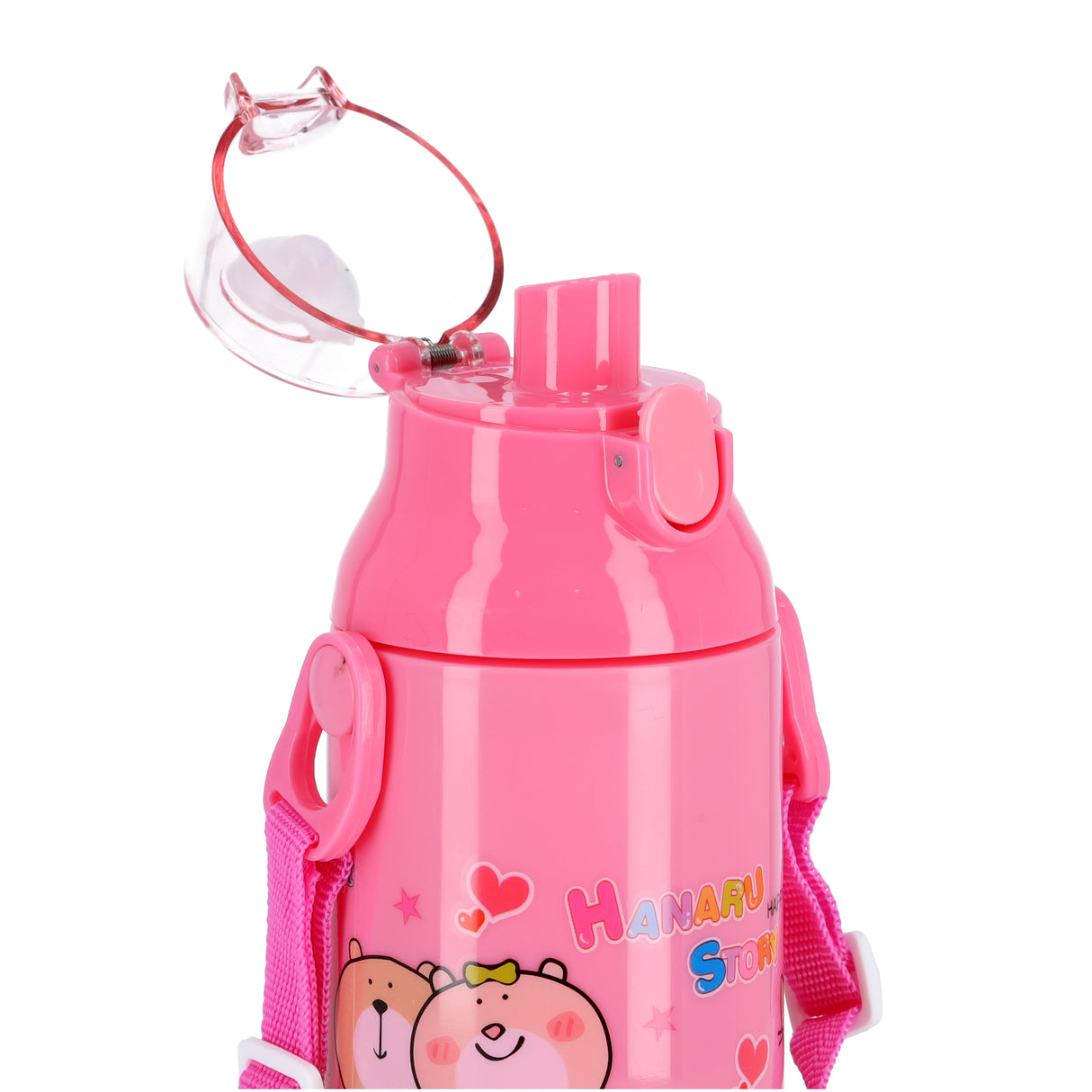 Royalford RF6420RD Kids Water Bottle 350ML with Adjustable Carry Strap | Leakproof Flip Top Lid | BPA Free Plastic School Water Bottle for Kids, Travel & Outdoor Use