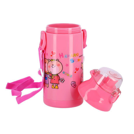 Royalford RF6420RD Kids Water Bottle 350ML with Adjustable Carry Strap | Leakproof Flip Top Lid | BPA Free Plastic School Water Bottle for Kids, Travel & Outdoor Use