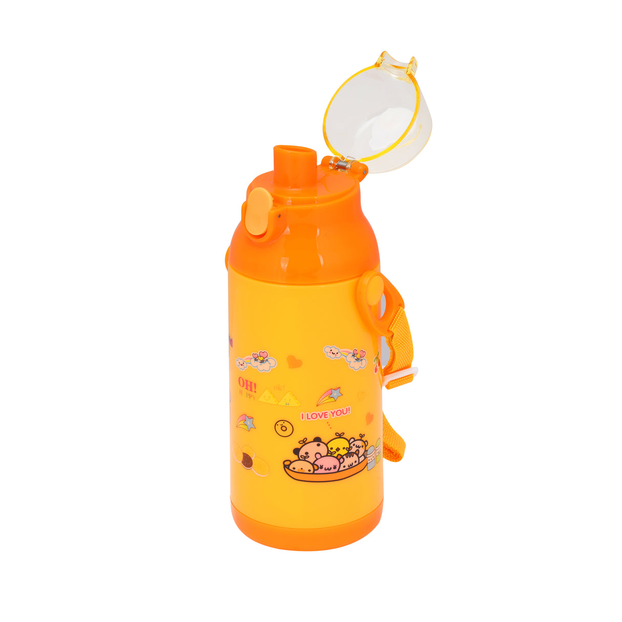Royalford RF6420YL Kids Water Bottle 350ML | BPA Free | Leakproof Cartoon School Water Bottle with Strap |  Durable Children Drinking Bottle for School, Travel & Picnic