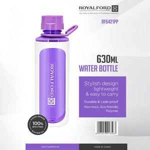 Royalford RF6421PP 630ML BPA Free Water Bottle | Leakproof Reusable Drinking Bottle | Lightweight Durable Water Bottle | Perfect for Gym, School, Office & Travel Use