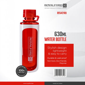 Royalford RF6421RD 630ML BPA Free Water Bottle | Leakproof Lightweight Reusable Drinking Bottle with Carry Handle | Eco Friendly Drinking Bottle for Gym, School & Office