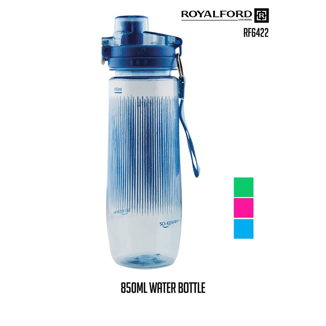 Royalford RF6422 850ML BPA Free Water Bottle |  Leakproof Reusable Drinking Bottle with Flip Lid and Carry Strap | Perfect for Gym, School,  Office & Travel Use