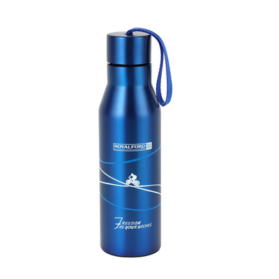 Royalford RF6605 Stainless Steel Vacuum Bottle 450ml | Double Wall Insulated Hot & Cold Flask | 304 Steel Inner|Leak Resistant Lid & Carry Strap|Durable & Rust-Resistant