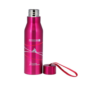 Royalford RF6605PN  Stainless Steel Vacuum Bottle | 450ml Capacity |  Double Wall Insulated Hot & Cold Flask | 304 Steel Inner | Leak Resistant Lid & Carry Strap