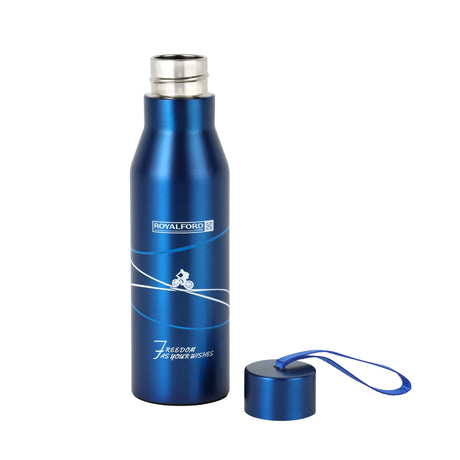 Royalford RF6605 Stainless Steel Vacuum Bottle 450ml | Double Wall Insulated Hot & Cold Flask | 304 Steel Inner|Leak Resistant Lid & Carry Strap|Durable & Rust-Resistant