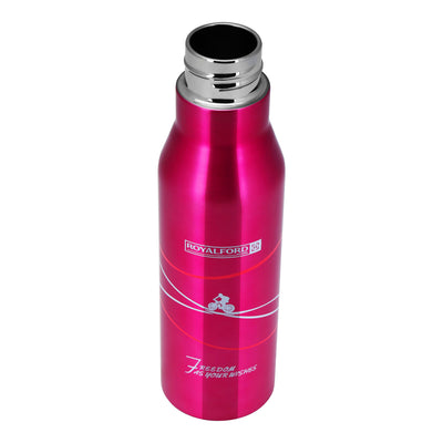 Royalford RF6605PN  Stainless Steel Vacuum Bottle | 450ml Capacity |  Double Wall Insulated Hot & Cold Flask | 304 Steel Inner | Leak Resistant Lid & Carry Strap
