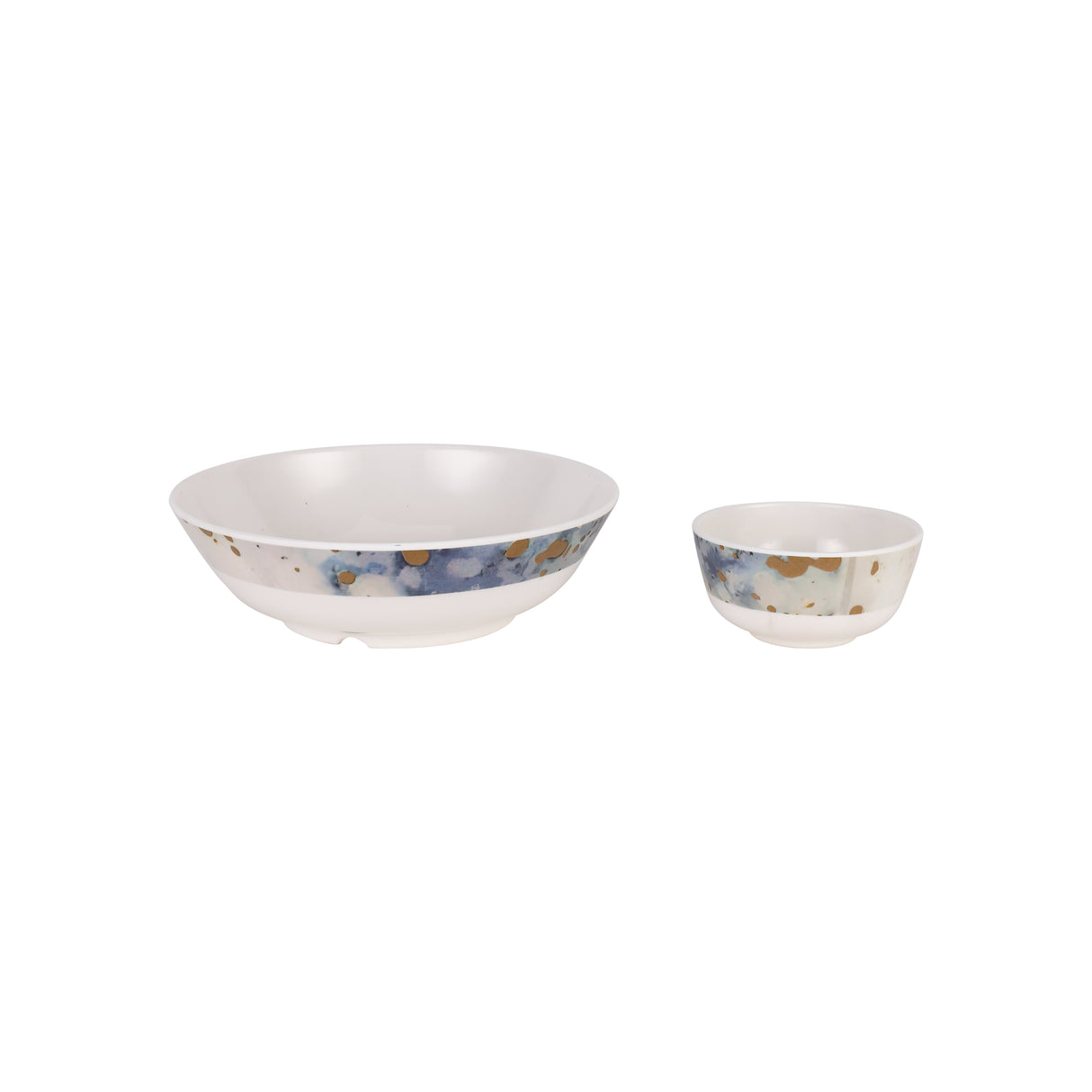Royalford RF6718 45-Piece Melamine Dinner Set | Elegant Blue & Gold Design | Chip-Resistant | Lightweight Dinnerware| Food Grade Premium Tableware for Home Dining