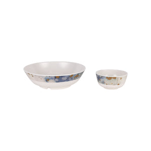 Royalford RF6718 45-Piece Melamine Dinner Set | Elegant Blue & Gold Design | Chip-Resistant | Lightweight Dinnerware| Food Grade Premium Tableware for Home Dining