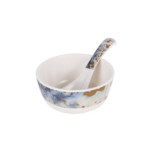 Royalford RF6718 45-Piece Melamine Dinner Set | Elegant Blue & Gold Design | Chip-Resistant | Lightweight Dinnerware| Food Grade Premium Tableware for Home Dining