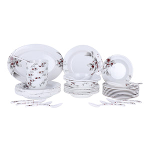 Royalford RF6719 45-Piece Melamine Dinner Set | Floral Design | Lightweight Chip-Resistant Dinnerware for Everyday Family Dining, Parties and Special Occasions