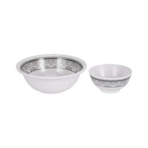 Royalford RF6721 Melamine Ware 40 PCS Dinner Set | Elegant Design | Durable Break-Resistant Tableware | Includes Plates, Bowls, Spoons, Oval Dish & Serving Bowl