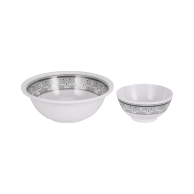 Royalford RF6721 Melamine Ware 40 PCS Dinner Set | Elegant Design | Durable Break-Resistant Tableware | Includes Plates, Bowls, Spoons, Oval Dish & Serving Bowl