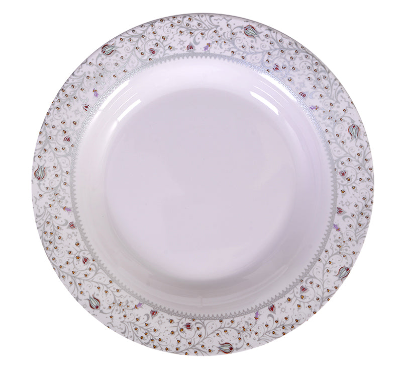 Royalford RF6728 10-inch melamine deep plate| elegant dinnerware, lightweight & chip-resistant| dishwasher and freezer safe, for serving soups, pasta, & meals|