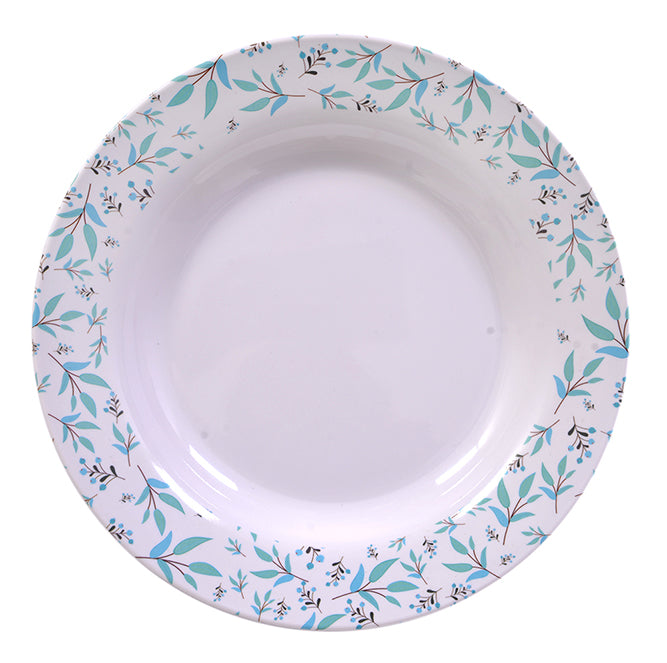 Royalford RF6730 10-inch melamine deep plate| durable floral design, lightweight & chip-resistant| dishwasher & freezer safe, for serving soups, pasta, & meals|
