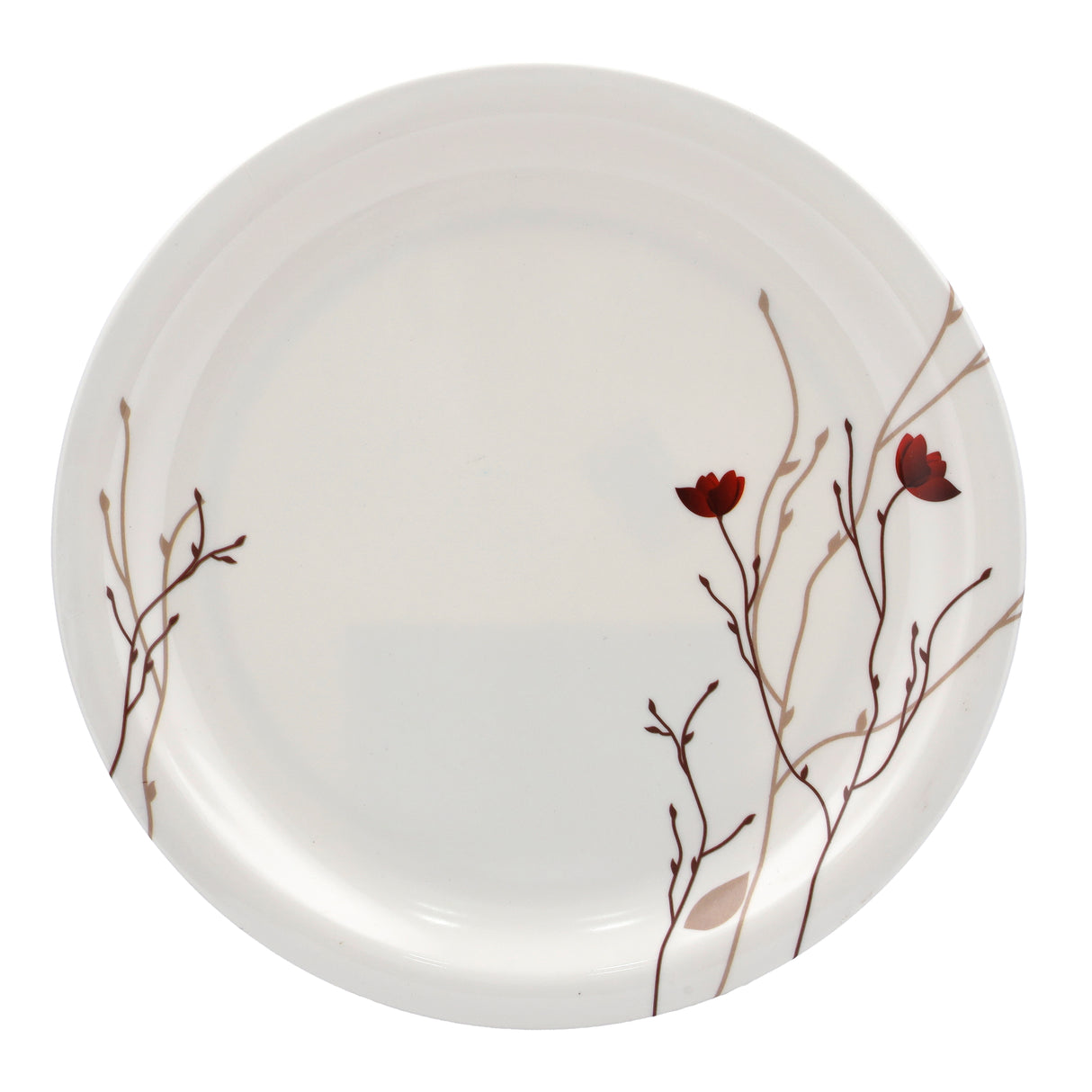 Royalford RF6733 10.5" Melamine Dinner Plate| durable and break-resistant build with elegant floral design| lightweight feel and perfect for daily serving meals|